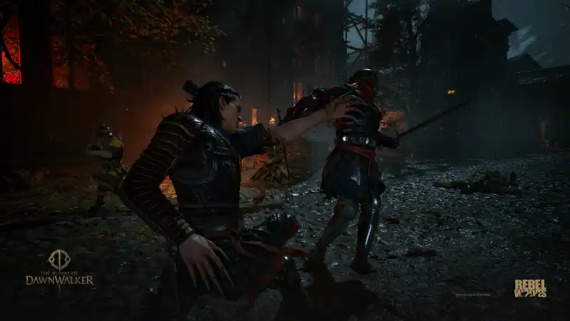 Coen draws a sword during combat in an official Dawnwalker screenshot