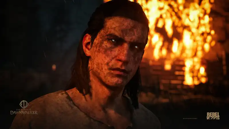 Coen explores a dark interior in an official Dawnwalker screenshot